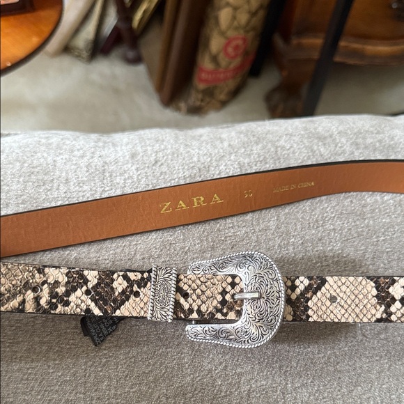 NWOT Western Zara Snake Print Belt with Silver Buckle - Picture 1 of 5
